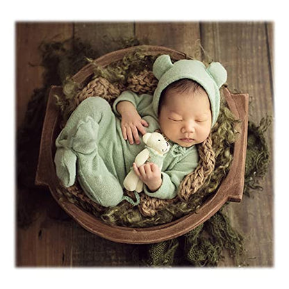Zeroest Newborn Photography Bear Outfit Baby Photoshoot Props | New Born Boy Girl Hat Clothes Set, Infant Photo Prop Outfits - color: Light Green