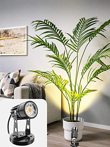 LED Spot Lights Indoor 3W Accent Lighting Up Lights Indoor Spotlight Lamp for Plants 120V Warm White Uplighting Decor US 2-Plug 6 FT Cord with Floor Foot Switch (1 Pack with Base and Stake) - color: Warm White, size: 1 Pack
