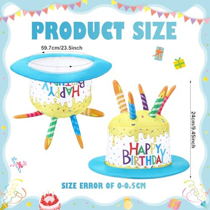 Cuffbow Happy Birthday Cake Hat for Adults Funny Birthday Hat with Candles Novelty Cake Hats for Party Headwear Unisex - color: Yellow and Blue