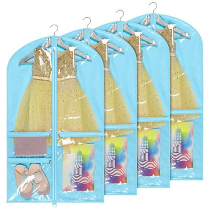 Univivi 40 Inch Dance Costume Garment Bags for Dancers, Blue, 4 Pack - color: Blue, size: 4 Pack