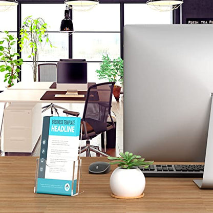 NIUBEE Acrylic Brochure Holder 4 x 6, Flyer Holder Stands Display, 2 Pack | Clear Brochure Display Stand for 4" Trifold Pages, Literature Holder Countertop for Magazine,Pamphlet, Booklets,Menu,Journals - size: 4" x 6", style: 2 Pack