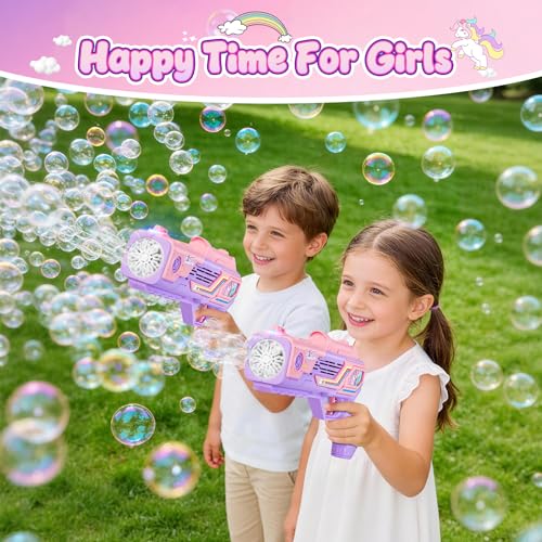 Unicorn-Bubble Gun：Unicorn Toys for Girls Age 4-6, Outdoor Toys for Kids Ages 4-8, 3+ Year Old Girl Gifts, Easter, Summer, Wedding, Party Favors, Halloween, Birthday Gifts