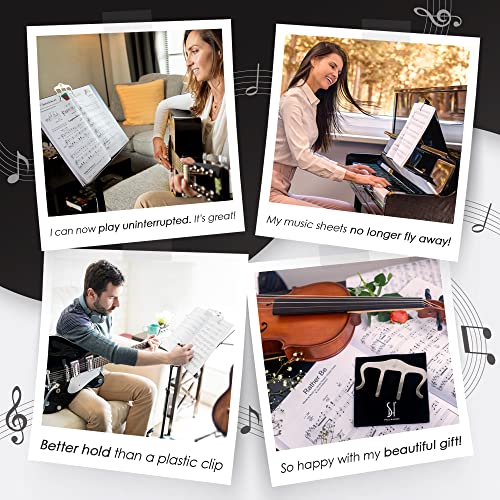 Stelle & Hegen Piano Book Holder - Music Book Clip, Sheet Music Holder | Stainless steel music page holder for piano, keyboard, guitar and violin; treble clef design, gift for piano players - style: Classic Edition