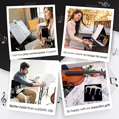 Stelle & Hegen Piano Book Holder - Music Book Clip, Sheet Music Holder | Stainless steel music page holder for piano, keyboard, guitar and violin; treble clef design, gift for piano players - style: Classic Edition