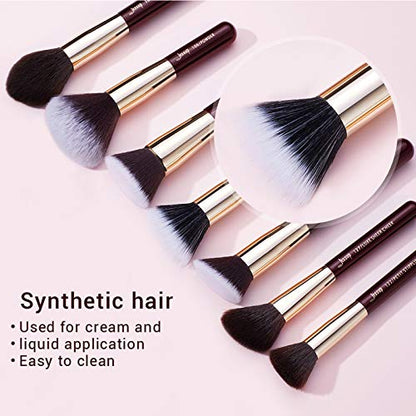 Jessup Makeup Brushes Set Professional, 25PCS Premium Natural Powder Foundation Eyeshadow Blending Concealer Blusher Highlight Labeled Brushes, T280 - color: Zinfandel