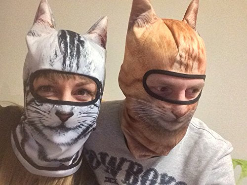 WTACTFUL 3D Animal Ears Balaclava, Breathable Face Mask for Halloween | Stand-Up Ears, Windproof Dustproof, Quick-Dry, No Fade Print, Soft, for Music Festivals Raves Ski Snowboard Moto Party - color: Cat Meb-19