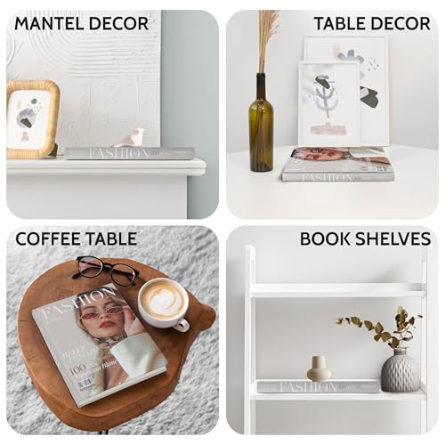 Fashion Decorative Books for Coffee Table - Designer Faux/Fake Books for Decoration - Enhance Your Coffee Table, Mantle & Bookshelf Decor - Book Decor Aesthetic Collection - Real Blank Pages Inside - style: Fashion