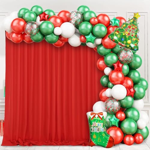10ft x 8ft Red Backdrop Curtains Polyster Photo Drapes Party Photo Backgrounds 4 Panels 5ft x 8ft for Christmas Wedding Birthday Home Photography Background - color: Red, size: 5ft x 8ft 4 Panels