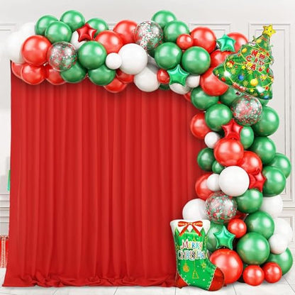 10ft x 8ft Red Backdrop Curtains Polyster Photo Drapes Party Photo Backgrounds 4 Panels 5ft x 8ft for Christmas Wedding Birthday Home Photography Background - color: Red, size: 5ft x 8ft 4 Panels