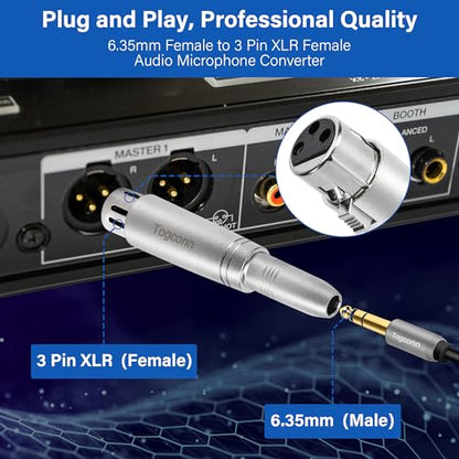 1/4" TRS to XLR Adapter 4 Pack - 6.35mm 1/4" TRS to XLR Female Connector - color: TRS 6.35mm Female to XLR Female, size: 4 Pack