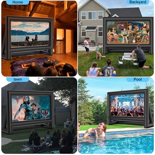 Estgora 19FT Inflatable Projector Screen for Outside, Blow Up Movie Screen Outdoor, Inflatable Movie Screen with Air Blower, Front & Rear Projection Screens for Outdoor Movie Night Backyard Pool Fun - size: 19FT