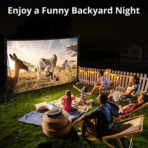 Projector Screen with Stand, Towallmark 100 inch Portable Projection Screen, 16:9 4K HD Rear & Front Projections Movies Screen with Carry Bag, for Indoor Outdoor Home Theater Backyard Camping