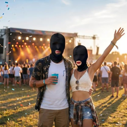 Unisex Full Face Mask with Mouth Opening, Stretch Halloween Cosplay Hood | Breathable stretch full face hood with mouth opening, one size fits adults, for festivals, cosplay and costume parties.