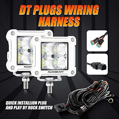 Auxbeam FA Series White Housing 3-Inch 40W Off-Road LED Pod Lights 2-Pack | All White Body, Spot/Pencil Beam, High Focusing, for Marine Boat 4x4 Motorcycle, Offroad LED Cube Lights, Driving Spotlights - color: Spot Beam, All White