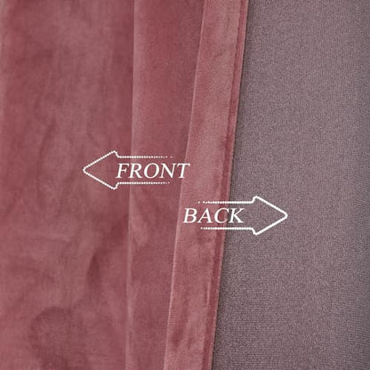 Roslynwood Velvet Dusty Rose Curtain 84 inch Long - Curtains Block Light Rod Pocket Thermal Insulated Window Drapes Set for Living Room/Bedroom/Dining Room, W52 x L84, 2 Panels - color: Dusty Rose, size: 52"W x 84"L (Pack of 2)