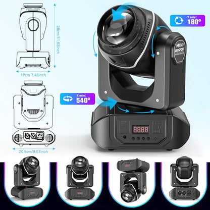 6-Pack Dj Light Moving Head 108W with Remote Rotating 18-Facet Prism 10 Gobos 8 Colors DJ Lighting Spotlight by DMX and Sound Activated for Wedding,Parties,Bar,Live Show - color: 6-PACK