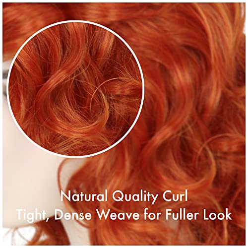 Miss U Hair Long Curly Ginger Red Wig Copper Red 50's Housewife Wig for Women Adult Halloween Costume - color: Orange