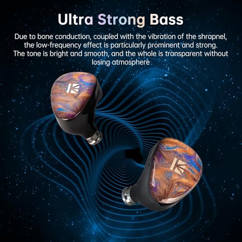 KBEAR KB02 Colorful Resin Shell in Ear Monitor Headphones, Bone Conduction Dynamic Driver Wired Earbuds, IEM Headphones HiFi Earphones with 2Pin 4N OFC Cable 3.5mm Plug for Singers Musicians, Brown - color: Brown