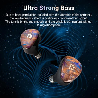 KBEAR KB02 Colorful Resin Shell in Ear Monitor Headphones, Bone Conduction Dynamic Driver Wired Earbuds, IEM Headphones HiFi Earphones with 2Pin 4N OFC Cable 3.5mm Plug for Singers Musicians, Brown - color: Brown