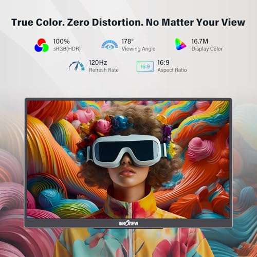 InnoView 15.6-Inch Portable Monitor 2K QHD 1440p 120hz Monitor 100% sRBG, USB-C/HDMI, External Mmonitor for Laptop MacBook/Switch/PS5/Xbox (Adapter Not Included) - size: 15.6 inches