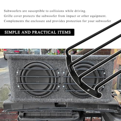 2 PCS Car Speaker Grill Cover, 12 Inch 4 Bar Audio Subwoofer Grill Grille Cover Guard, Universal Metal Bars Speaker Grille Protective Covers for Car Audio Subwoofer - color: 12 inches