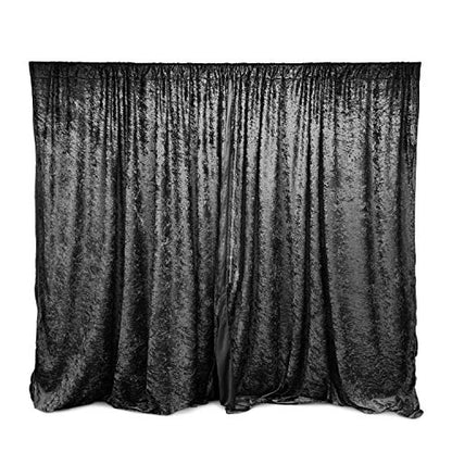 AK TRADING CO. 10 feet x 10 feet Lush Velvet Backdrop Drapes Curtains Panels with Rod Pockets - Wedding Ceremony Party Home Window Decorations - Black - color: Black