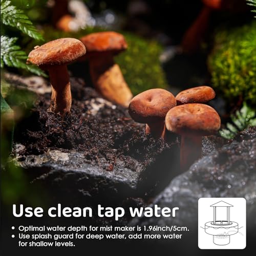 Mxmoonant 350ml/H Ultrasonic Mist Maker Fogger Metal 12-Light, Splash Guard | w/Float & 3 Replacement Ceramic Discs, for Halloween Water Fountain Pond Pot Rockery Sink Decoration, Mushroom Plant Humidify
