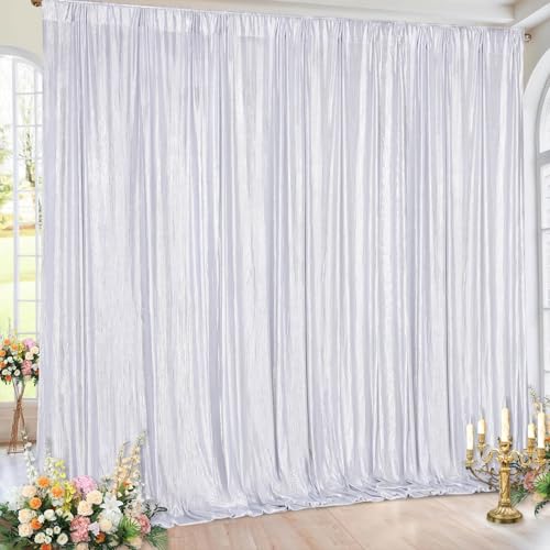 Silver Photo Backdrop 2 Panels 4.8x8FT Long Backdrop Drapes Curatin Glitter Sequin Background with Rod Pockets for Party Birthday Wedding Photography - color: Silver, size: 4.8FT x 8FT - 2Pcs