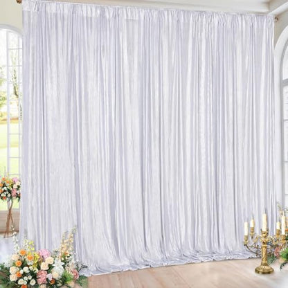 Silver Photo Backdrop 2 Panels 4.8x8FT Long Backdrop Drapes Curatin Glitter Sequin Background with Rod Pockets for Party Birthday Wedding Photography - color: Silver, size: 4.8FT x 8FT - 2Pcs