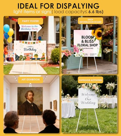 Display Easel Stand for Sign, Lightweight Tripod with Bag, Portable Adjustable Artist Easels for Outdoor Painting Posters/Canvas/Wedding, 1PC White