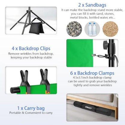 EMART Photo Backdrop Stand, 10x10ft Back Drop Stand for Party, Photography | Banner Holder with 6Clamps&Clips, 2Sandbags,Square Backdrop Stand for Wedding, Baby Shower, Events Dectoration, Exhibition - size: 10x10ft
