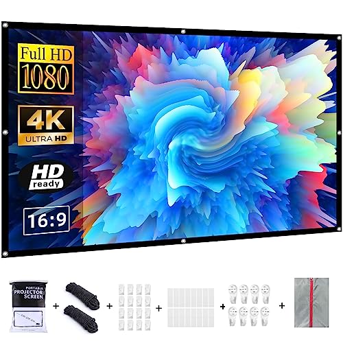 Projection Screen 72 inch Portable Projector Screen 16:9/Foldable/Anti-Crease,Double Sided Projection Screen for Indoor Outdoor Movie with Enough Installation Accessories and Carrying Bag - size: 72 INCH