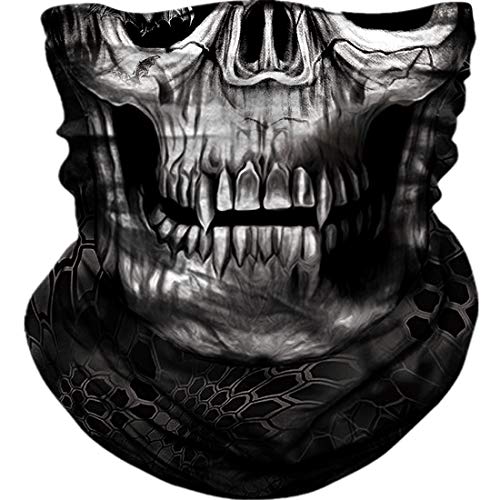 Neck Gaiter Shield Scarf Bandana Face Mask Seamless UV Protection for Motorcycle Cycling Riding Running Headbands - color: Skull Teeth-black