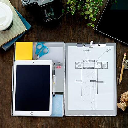 Sunnyclip Aluminum Clipboard with Storage (Legal Size) Form Holder Portfolio Aluminum Metal Binder Heavy Duty with Clip Inside Posse Box, for Office Business Medical Professionals Stationer - size: Legal Size 14.5 x 9 x1 in