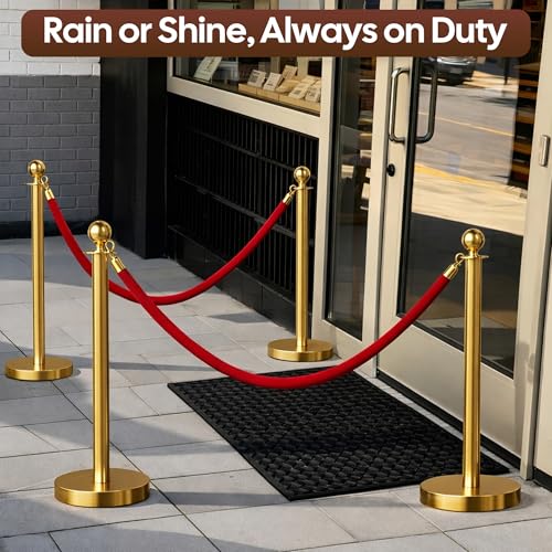 12 Pcs Gold Stanchions and Velvet Ropes Set, Stainless Steel Crowd Control Barriers, 8Pcs Red Carpet Ropes and Poles for Party Supplies,360 Photobooth,Prom,Birthday,Business,Wedding,Museums (2package) - color: Gold, size: 12pcs