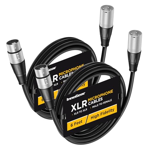 InnoGear 2 Pack 6 Feet XLR Cables Male to Female Microphone Cord, Silver - color: Silver, size: 6 Feet