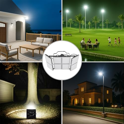 600W Flood Light Outdoor, 80000lm 6000K Daylight IP66 Waterproof,UL Approved Plug , Commercial Parking Lot Light,6 Adjustable Heads for Yard,Stadium Floodlight Bright Security Lights for Outdoor Area - size: 100W-6Pack-SP