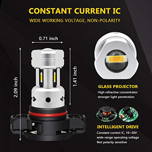 PSX24W 2504 LED Bulb Fog Lights, 3000K Amber Yellow, 2 Pack | 3800LM Super Bright, CSP 12276 Fog Bulb Replacement, Daytime Running Light, for Car Truck SUV - color: Golden Yellow