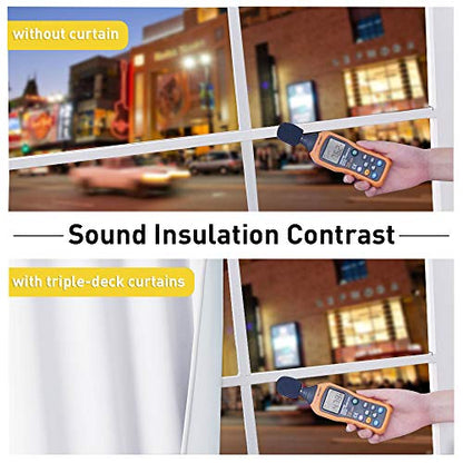 NICETOWN Sound Barrier 100% Blackout Divider Curtains 84", Noise, Heat and Cold Blocking Drapes with Felt Fabric Lining for Noise Reducing/Nursery/Daytime Sleep/Bedroom (White, 2 PCs, 34" Wide) - color: Pure White, size: 34"W x 84"L (Pack of 2)