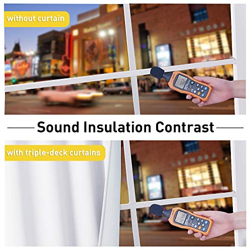 NICETOWN Sound Blocking White 100% Blackout Lined Curtains, 3 Thick Layers Completely Blackout Noise Control Window Treatment Insulated Drapes for Bedroom (1 Pair, 42 Width x 63 Length Each Panel) - color: Pure White, size: 42"W x 63"L (Pack of 2)