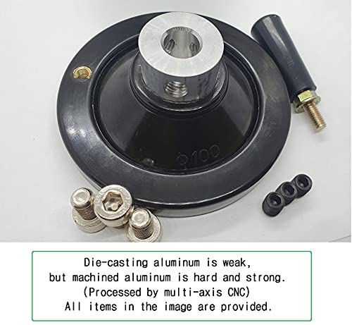 4" Ultimate Handwheel 1/2" Bore (100mm Dia.) - Heavy-Duty Phenolic + Aluminum Crank Handwheel with Revolving Grip for Table Saw, Lathe, Drill Press, Milling & Band Saw - Made in Korea - size: 4" X 1/2"