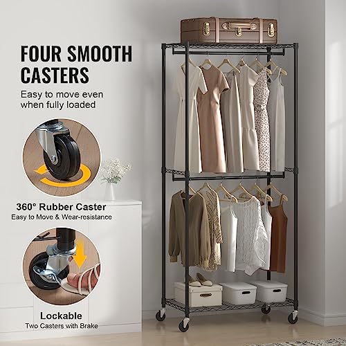 VEVOR Clothing Garment Rack, Heavy Duty Closet Wardrobe, Adjustable Tiers Clothes Racks with Steel Frame, for Bedroom, Clothing Store, Hallway - color: S1, style: 2 Rods 2 Tiers
