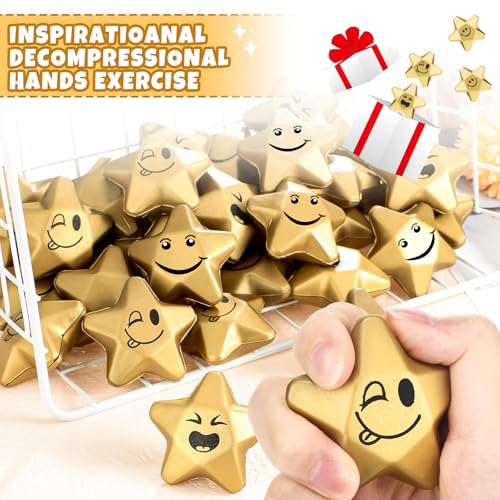 Deekin 36 Pcs Star Stress Balls Foam Relief Toys Bulk,Novelty,1.6 Inch | Mini Star Squeeze, Portable Pocket Size, Anxiety, Perfect Teacher Incentives, Office Stress Relief & Party Favor Supplies - size: 1.6 Inch, style: Novelty