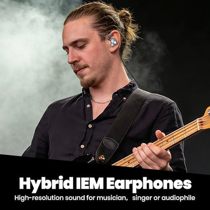 in Ear Monitor Headphones, HiFi IEM Wired Earbuds, Deep Bass Sound Isolating Earphones with USB C to 3.5mm Adapter and Detachable 2 Pin Cable for Singer/ Musicians/ Drummers