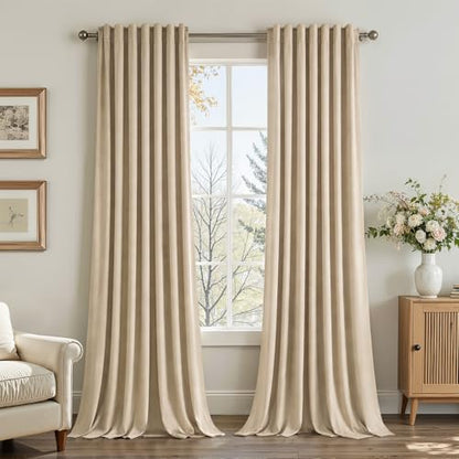 Topfinel Velvet Curtains 84 inches Long Beige Modern Elegant Luxury Light Blocking Privacy Window Treatments for Living Room Bedroom,Soft Velvet Curtain Rails Ceiling Mount 2 Panels,W42 x L84 - color: Beige, size: 42"W x 84"L (Pack of 2)
