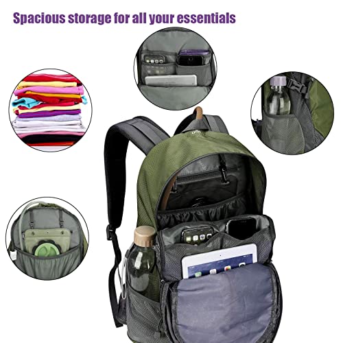 G4Free 35L Hiking Backpack for Women Men, Water Resistant Outdoor Sports | Nylon Water Resistant, 35L (19.7"*12.6"*8.7"), Camping, Climbing, Travel Daypack, Lightweight backpack with Rain Cover - color: Army Green