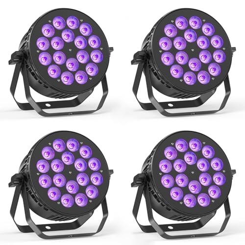 Stage Par Lights, 18X10W RGBW 4-in-1 LED DJ Par Can Light, Full Cast-Aluminum Party Uplight with Strobe Wash Effect by DMX512 & Sound Activated for Wedding Festival Event DJ Live Show - 4 Pack - size: 4 Pack