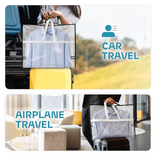 Lazebox 43" Travel Garment Bag with Accessories Zipper Pocket, Heavy Duty Suit Bag for Suits, Tuxedos, Dresses, Coats - size: 43inch-1 pack-Clear