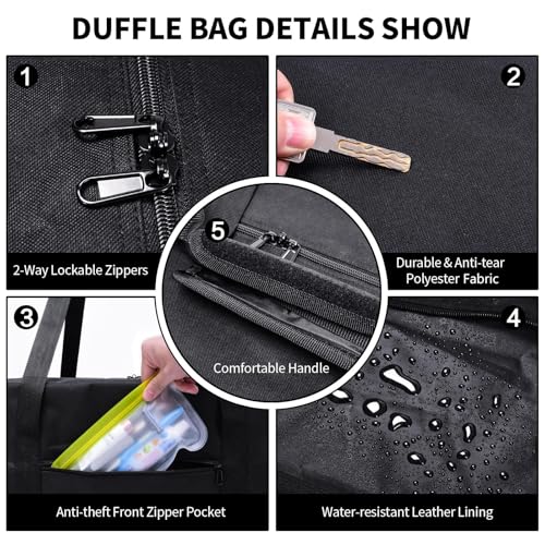 Urbanstand 46 inch Foldable Duffel Lock Zipper Travel Camp, Black - color: Black, size: 46 Inch
