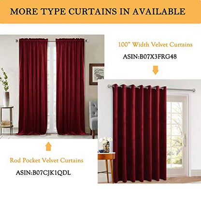 StangH Red Velvet Curtains Short Chrismas Bedroom Drapes, W52 x L63, 2 Pcs | 300GSM Soft Velvet Thick Texture, Window Treatment, Privacy, Theater, Noise Reduction, Kitchen, Living room, Panel Blinds - color: Red Series - Red, size: 52"W x 63"L (Pack of 2)